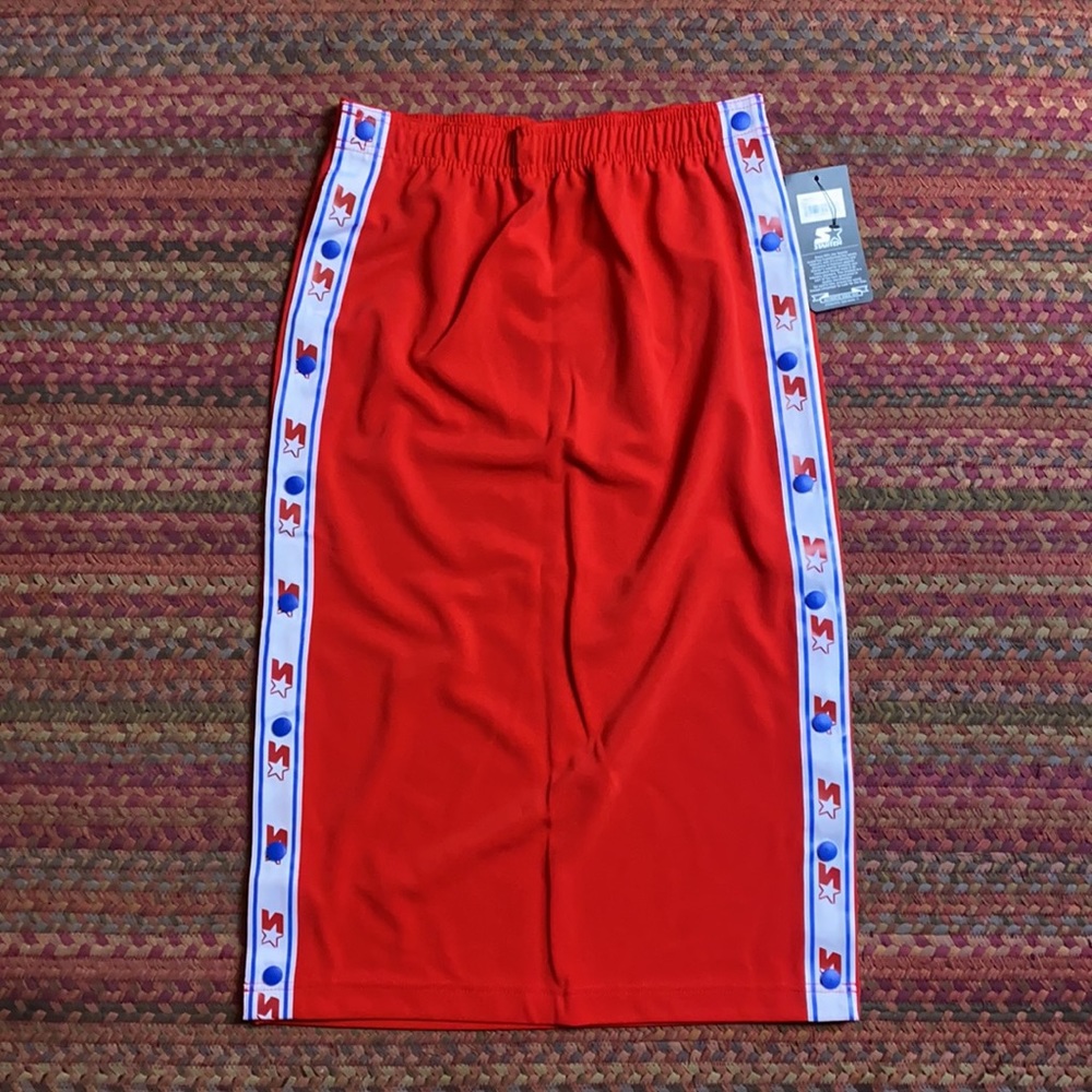 STARTER Red Midi Skirt with Blue and White Accents